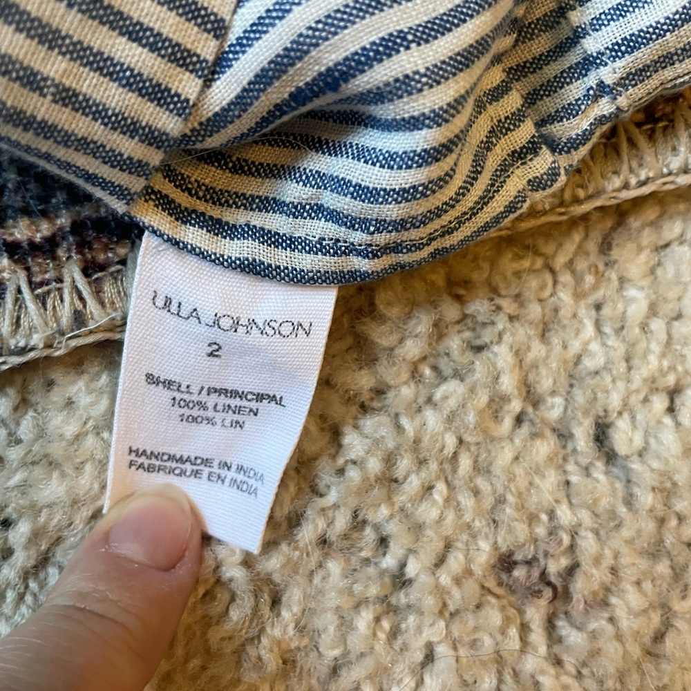 Ulla Johnson Striped Blue and White Women's linen drawstring Shorts - Picture 3 of 4